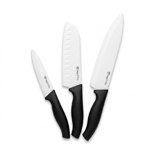 VegItPro 3-piece ceramic knife set, 4, 6.5 and 8 inch